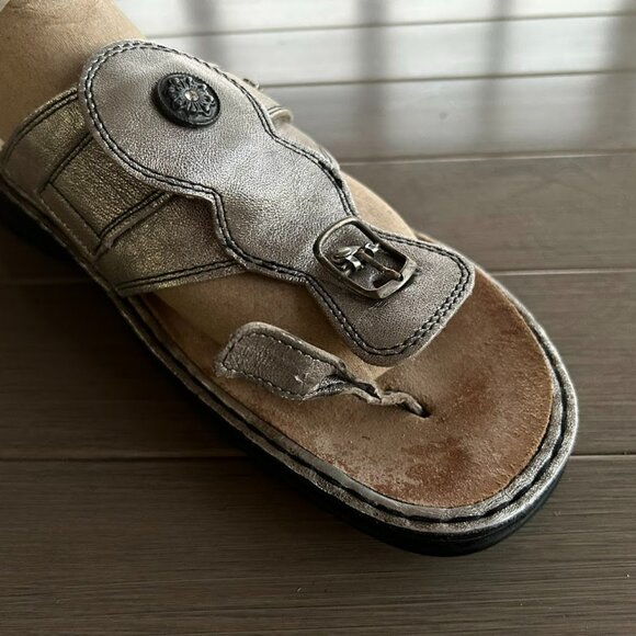Finn Comfort Wichita Sandal Thong Flip Flop Pewter Silver Leather Size 42 Metall - Picture 12 of 15